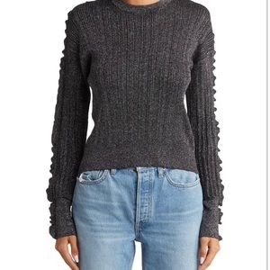 Derek Lam 10 Crosby Lennon Lettuce Sleeve Metallic Knit Sweater SZ 3X